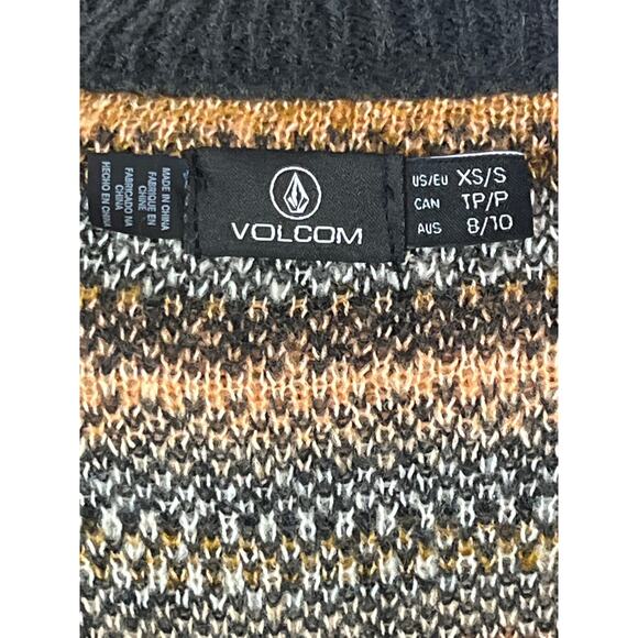 Volcom Fair Isle Sweater XS/S Gray Mustard Pattern Recycled Knit Pullover - Picture 2 of 8